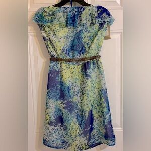 NWT True Freedom Dress Green Floral Nelly Boho Beach Halter Woven Belt Women’s M